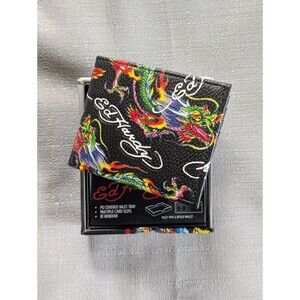 Ed Hardy Dragon Tattoo Print Faux Leather Wallet NEW!